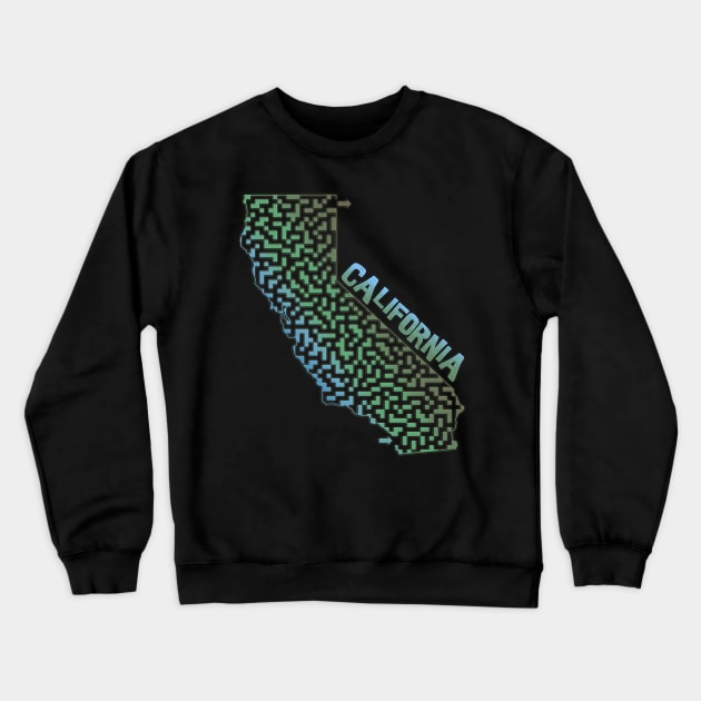 California State Outline Maze & Labyrinth Crewneck Sweatshirt by gorff